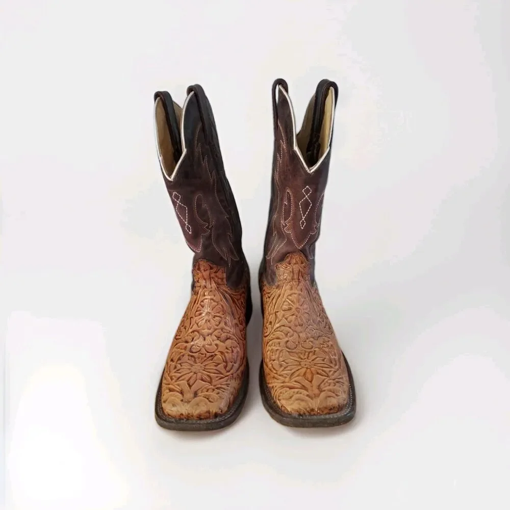 Moreria Brown Men's Cowbow Boots - Square Toe - Made In Mexico - Size 7 Wide